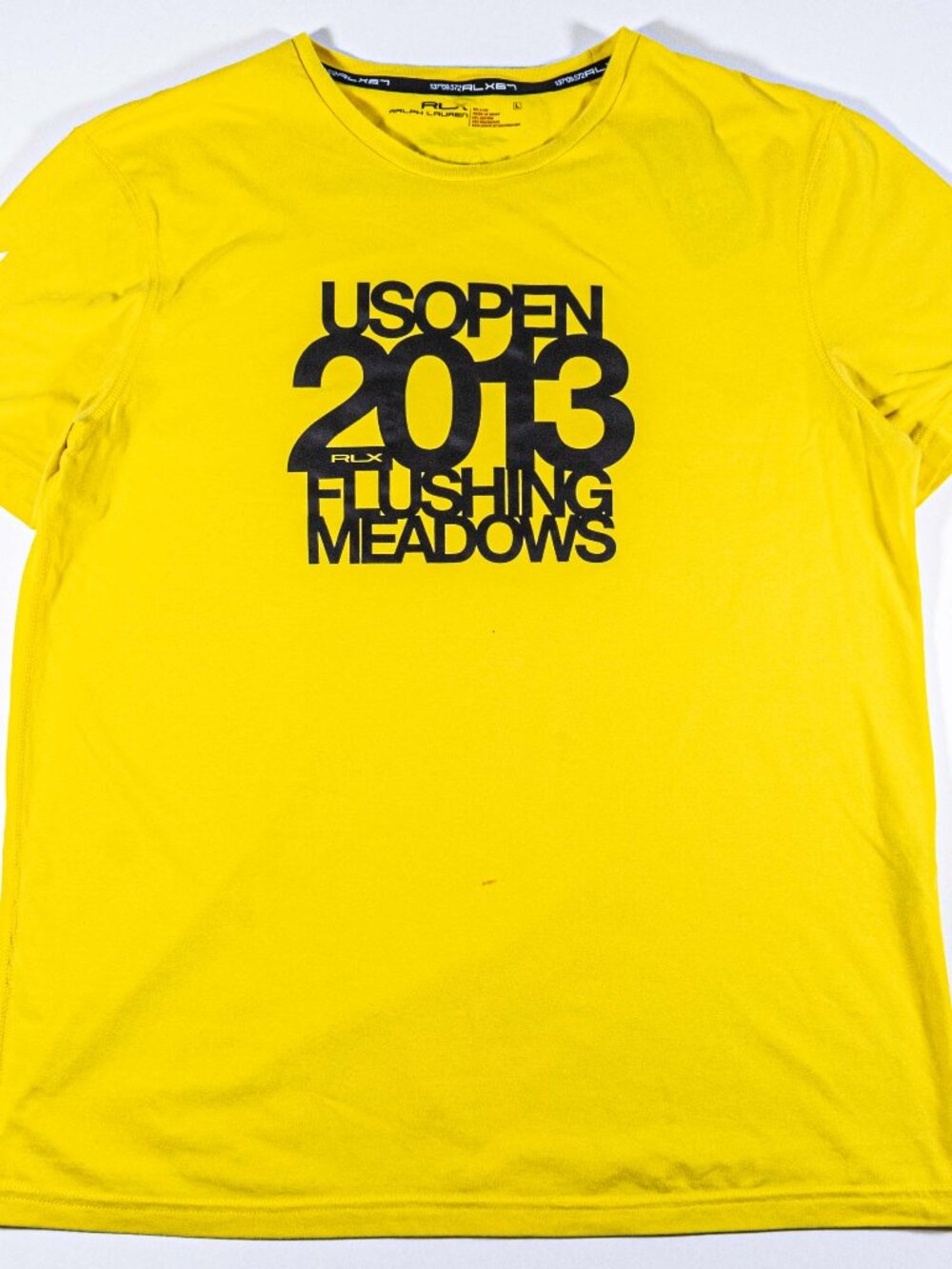 RLX Ralph Lauren US Open 2013 Flushing Meadows T-Shirt Mens Large Tennis Graphic